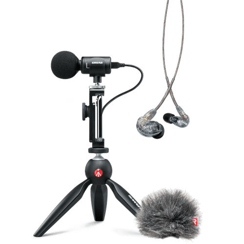 Kit YouTuber Shure com Microfone MV88+, Fone SE215-CL e Filtro Anti-Puf MV88+SE215-CL