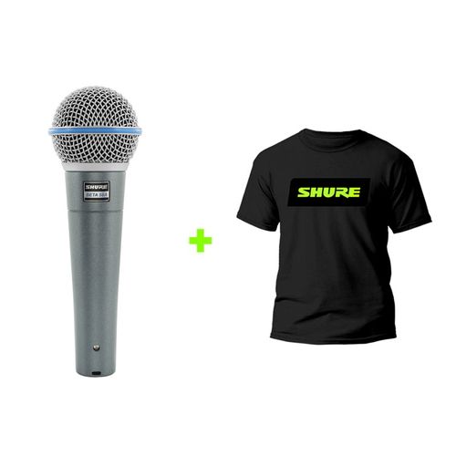 Kit Microfone BETA58A + Camiseta Shure Pequena Kit BETA58A+TS