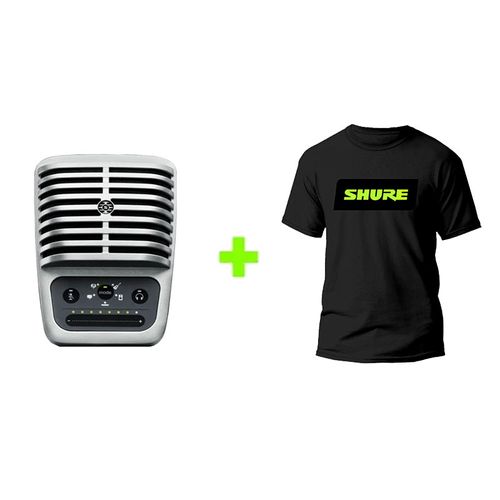 Kit Microfone DigitaL MV51-DIG + Camiseta Média Shure TM Kit MV51-DIG+TM