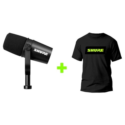 Kit Microfone Podcast Vlogger MV7X + Camiseta Shure M Kit MV7X+TM