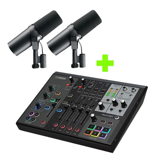 Kit Podcast Shure 2 Microfones SM7B com mixer 8 canais AG08B SM7BX2+AG08