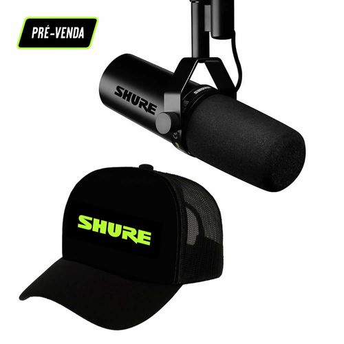 Kit Microfone SM7DB estúdio podcast + Boné trucker Shure SM7DB+CAP
