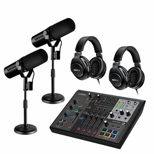 Kit 2 Microfones SM7DB com Pedestais + Mixer AG08B e SRH440 SM7DBX2+DESKSTAND1+AG08+SRH440