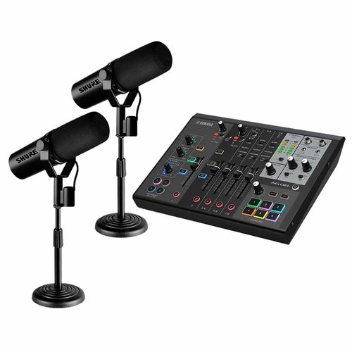 Kit 2 Microfones SM7DB com Pedestais e Mixer AG08B SM7DBX2+DESKSTAND1+AG08