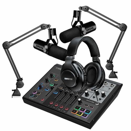 Kit 2 Microfones SM7DB estúdio + 2 Suportes e Mixer AG08B SM7DBX2+ARM1+AG08